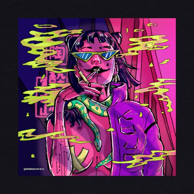 CYBERPUNK girl illustration asian aesthetic sticker design female power WMN by nanaminhae